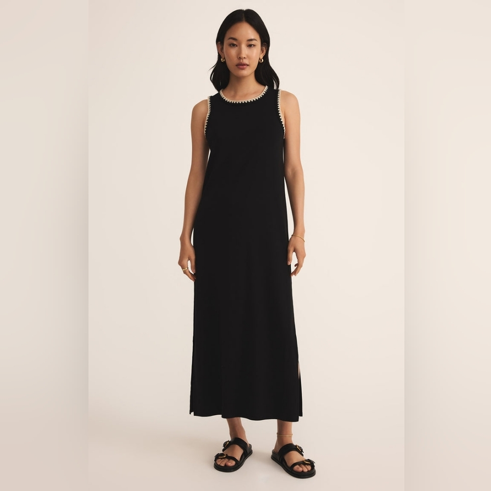 Delamer Whipstitch Rib Midi Dress